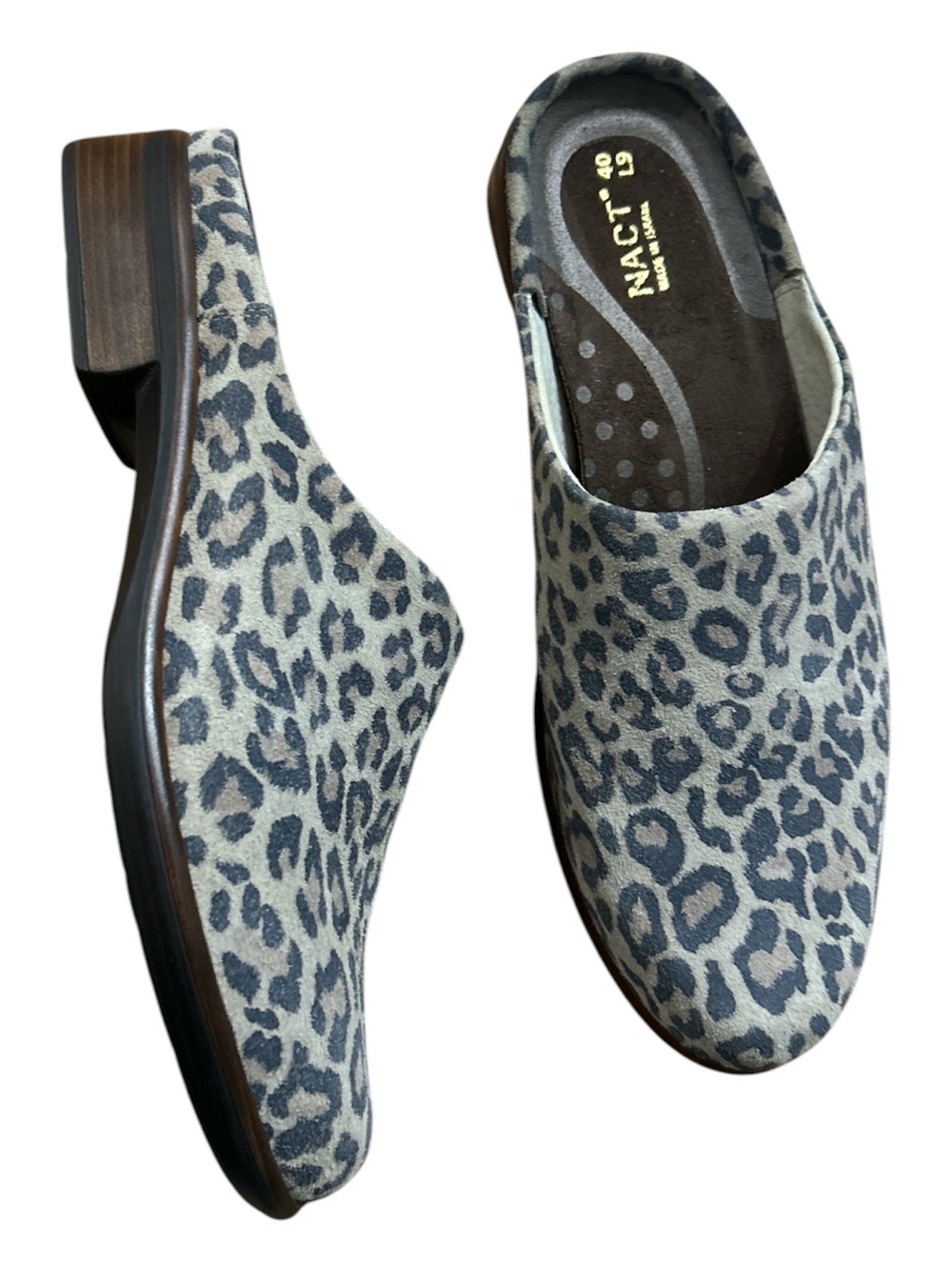 Naot Lodos Cheetah Suede Mule Clogs Comfort Shoes Size 40 US 9